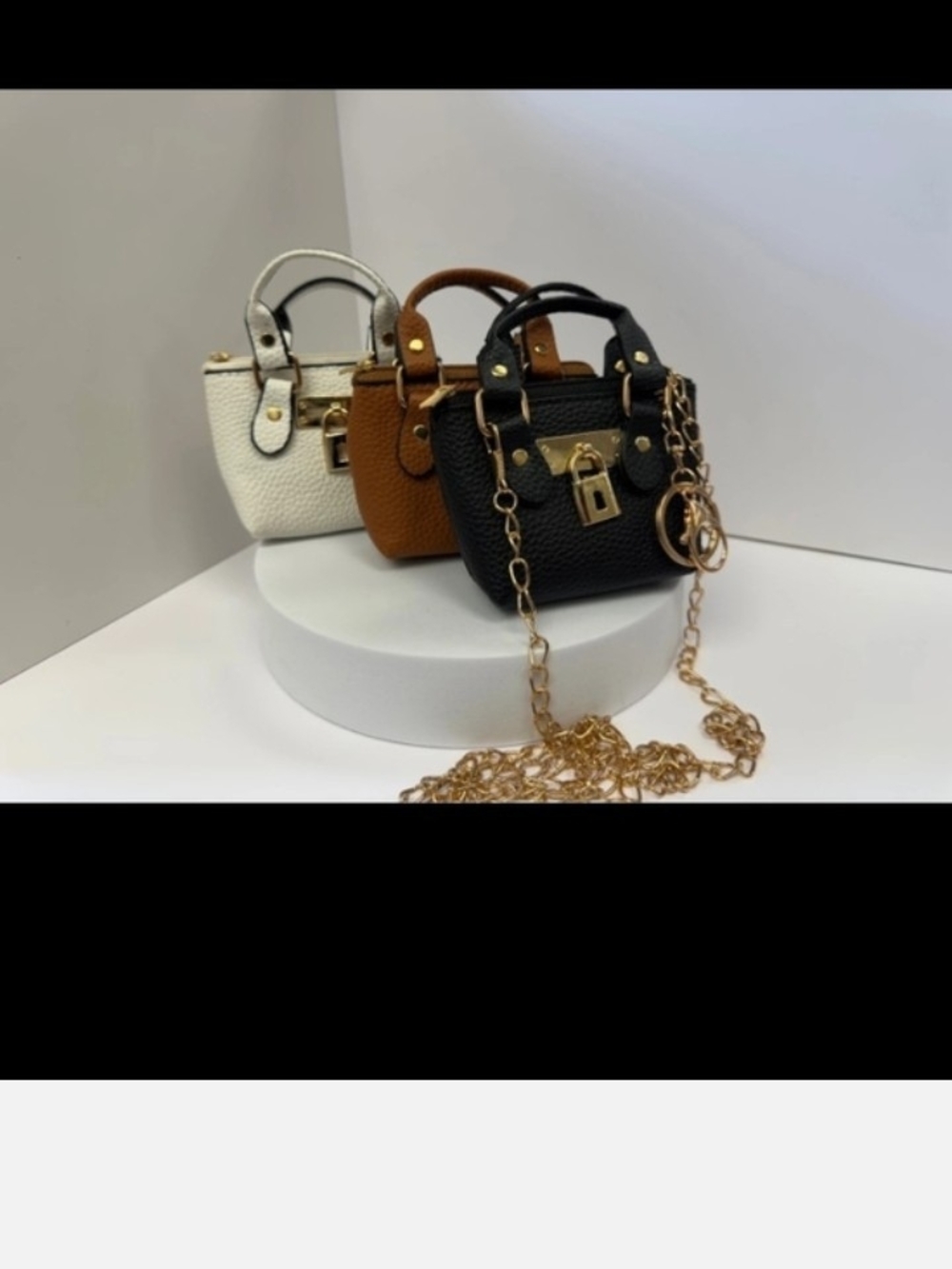 Classic Chain-Accent Mini Satchel - Black